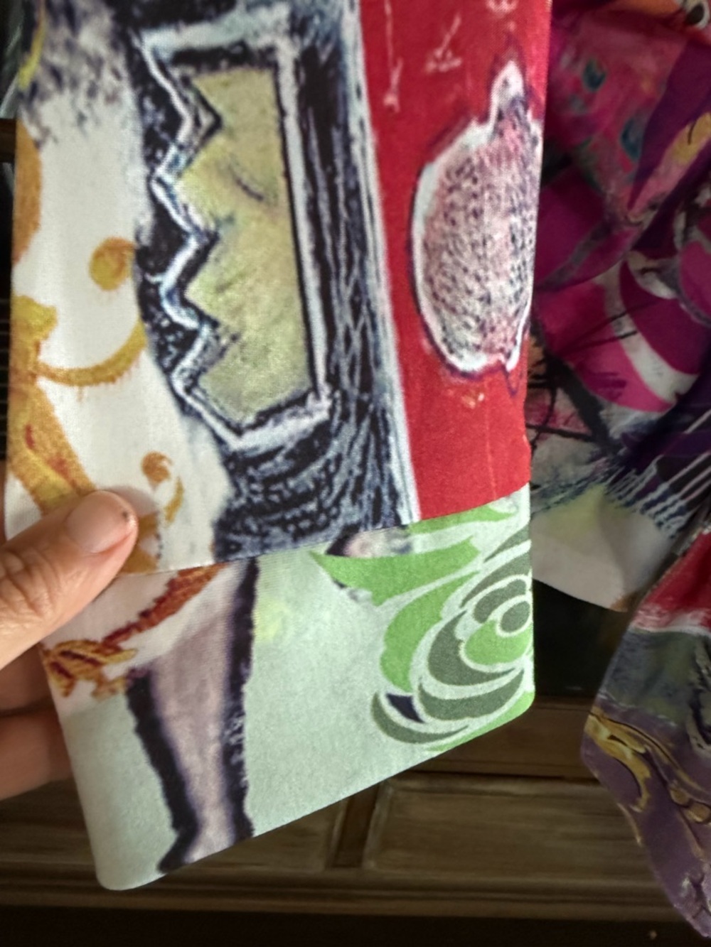 Tie-Front Multicolor Printed Blouse - Women's - Picture 3 of 4